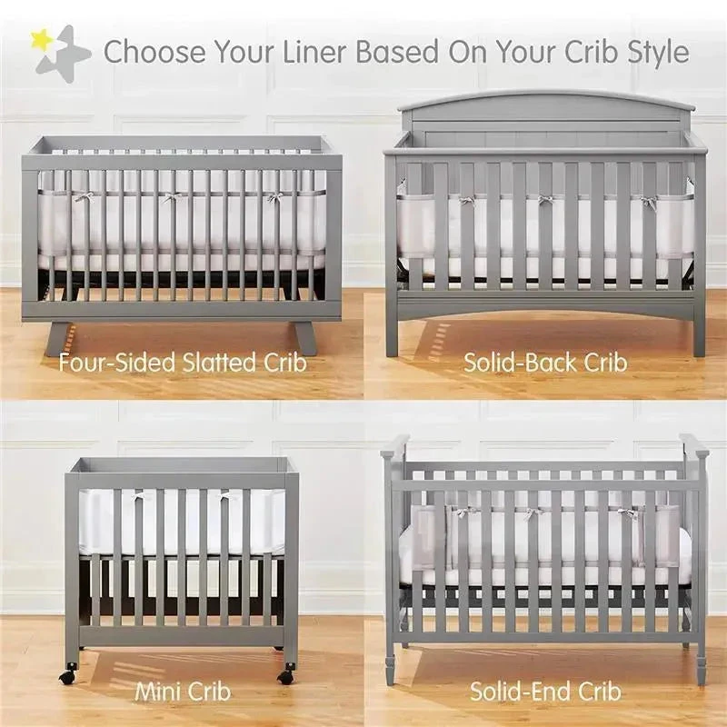 BreathableBaby - Classic Breathable Mesh Crib Liner, Gray 8 BreathableBaby - Classic Breathable Mesh Crib Liner, Gray - Image 6