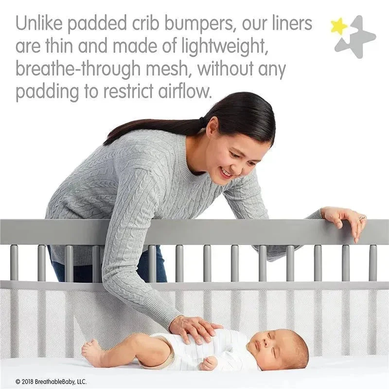 BreathableBaby - Classic Breathable Mesh Crib Liner, Gray 5 BreathableBaby - Classic Breathable Mesh Crib Liner, Gray - Image 3