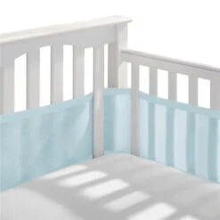BreathableBaby - Breathable Mesh Liner For Full-Size Cribs, Classic 3mm Mesh, Blue Green Aqua