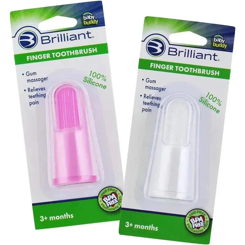 Brilliant Baby - Finger Toothbrush, 3 Months Old And Up, Pink/Clear, 2 Brush Set 3 Brilliant Baby - Finger Toothbrush, 3 Months Old And Up, Pink/Clear, 2 Brush Set