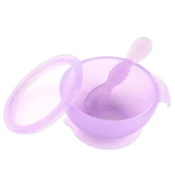 Bumkins - Silicone Feeding Set With Suction For Baby And Toddler, Purple Jelly