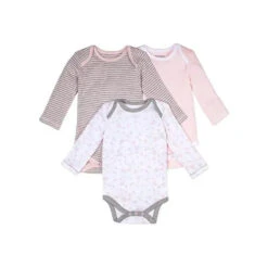 Burt's Bees Baby Burts Bees - 3Pk Baby Girl Organic Long Sleeve Bodysuits, Dusty Dandelions