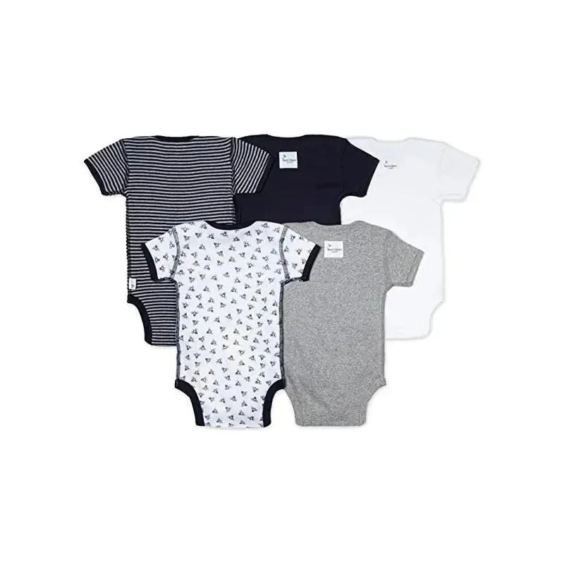 Burt's Bees Baby Burt's Bees 5-Pack Short Sleeve Bodysuits, Blueberry 4 Burt's Bees Baby Burt's Bees 5-Pack Short Sleeve Bodysuits, Blueberry - Image 2