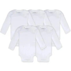 Burt's Bees Baby Burts Bees - 5Pk Bee Essential Long Sleeve Bodysuit, Cloud