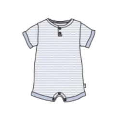 Burt's Bees Baby Burts Bees - Baby Boy Rib Stripe Romper Ocean