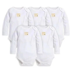 Burt's Bees Baby Essentials Long Sleeve Bodysuit 5-Pack 3-6M