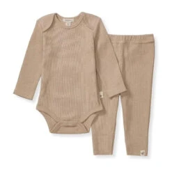 Burt's Bees Baby Burts Bees - Baby Unisex Thermal Neutral Bodysuit & Pant Set, Cremini