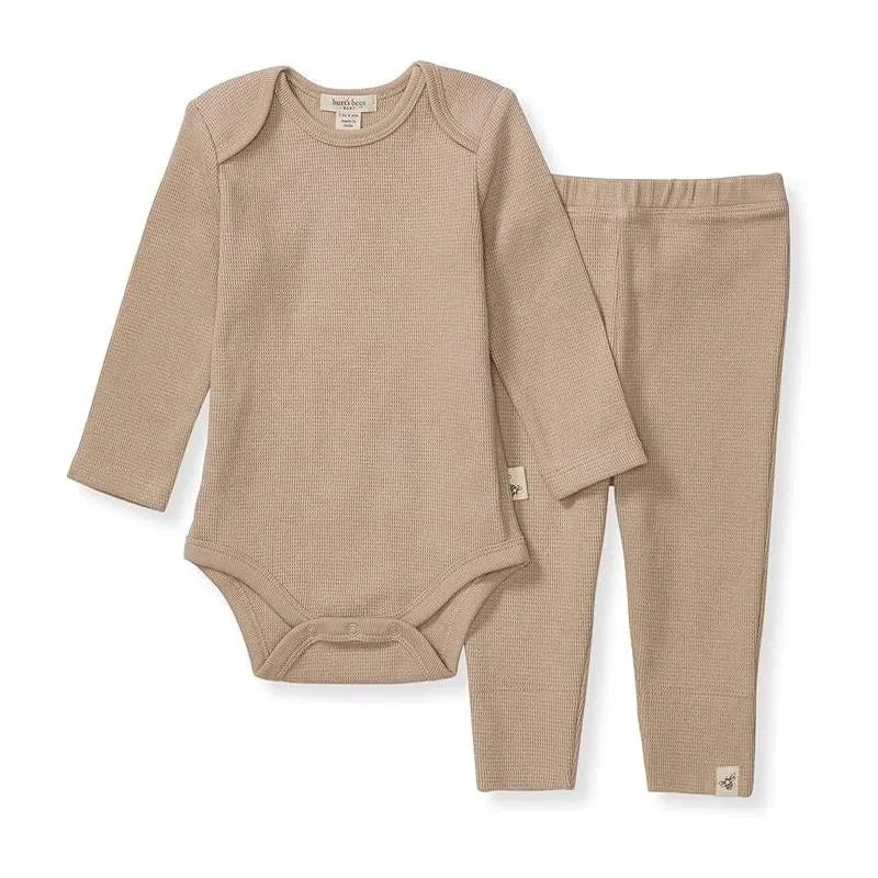 Burt's Bees Baby Burts Bees - Baby Unisex Thermal Neutral Bodysuit & Pant Set, Cremini 3 Burt's Bees Baby Burts Bees - Baby Unisex Thermal Neutral Bodysuit & Pant Set, Cremini