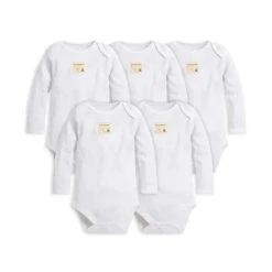 Burt's Bees Baby Essentials Long Sleeve Bodysuit 5-Pack Preemie