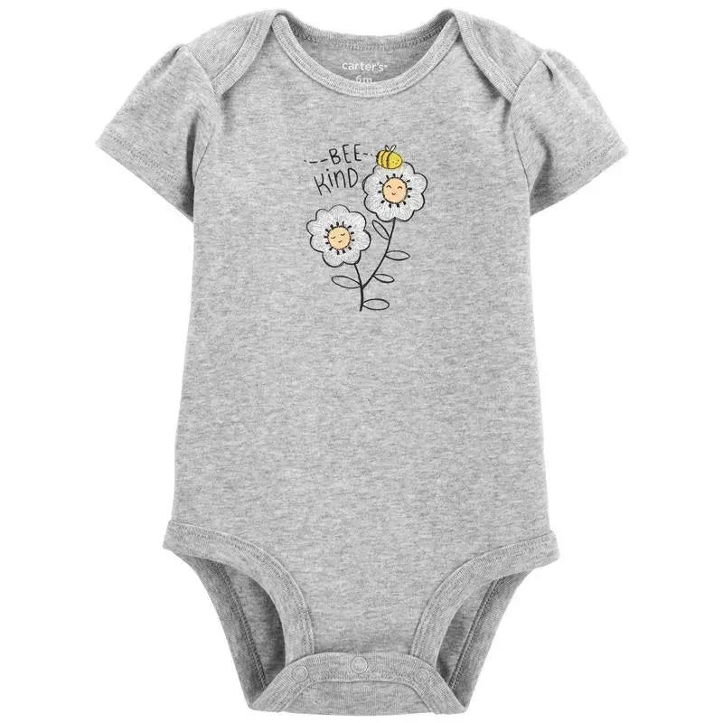 Carter's™ Carter's - Baby Girl Bee Kind Original Bodysuit, Gray 3 Carter's™ Carter's - Baby Girl Bee Kind Original Bodysuit, Gray