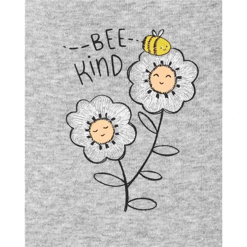 Carter's™ Carter's - Baby Girl Bee Kind Original Bodysuit, Gray 4 Carter's™ Carter's - Baby Girl Bee Kind Original Bodysuit, Gray - Image 2