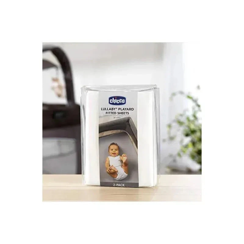 Chicco 2 Pack Lullaby Playard Sheets, White 4 Chicco 2 Pack Lullaby Playard Sheets, White - Image 2