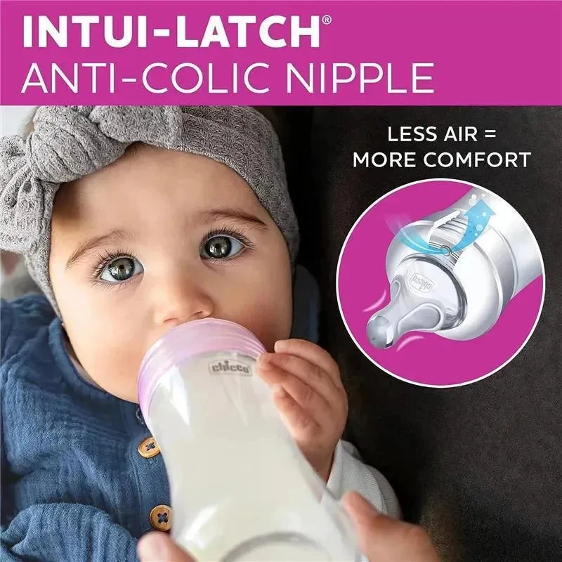 Chicco - 2Pk Duo 9Oz Hybrid Baby Bottle, Pink 7 Chicco - 2Pk Duo 9Oz Hybrid Baby Bottle, Pink - Image 5