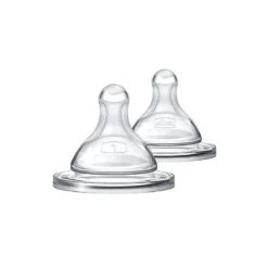 Chicco - 2Pk Duo Baby Bottle Nipple Stage 1 Slow Flow, 0M+