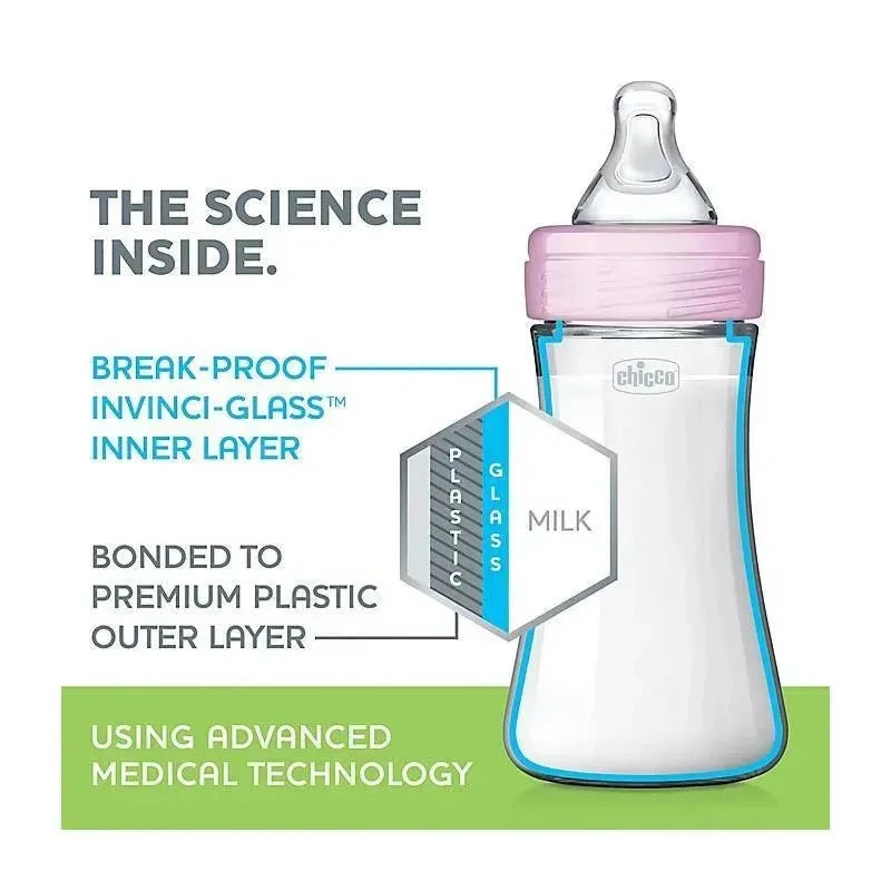 Chicco - Duo Newborn Baby Bottle Starter Gift Set, Pink 4 Chicco - Duo Newborn Baby Bottle Starter Gift Set, Pink - Image 2