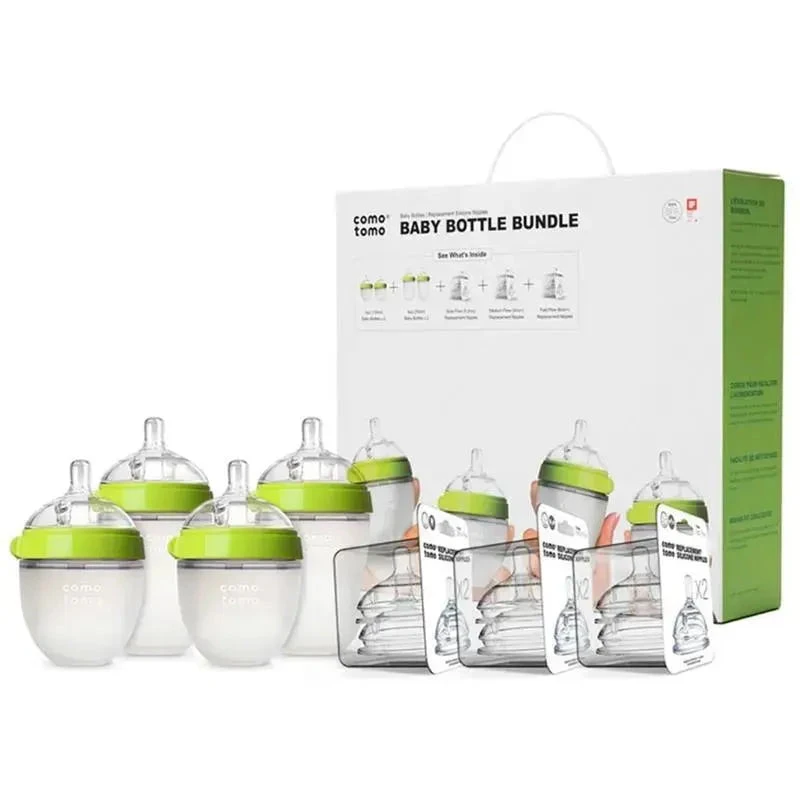 Comotomo - 7Pk Baby Bottle Bundle, Green 3 Comotomo - 7Pk Baby Bottle Bundle, Green