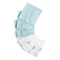 Copper Pearl - 6Pk Baby Bath Washcloths, White/Blue