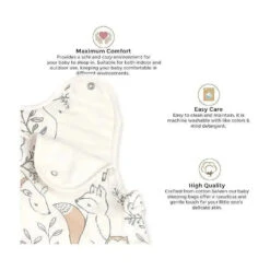 Crane Baby Ezra Woodland Animals Cotton Wearable Blanket 0-9Mo -Macro Baby Store crane baby ezra woodland animals cotton wearable blanket 0 9mo image 4