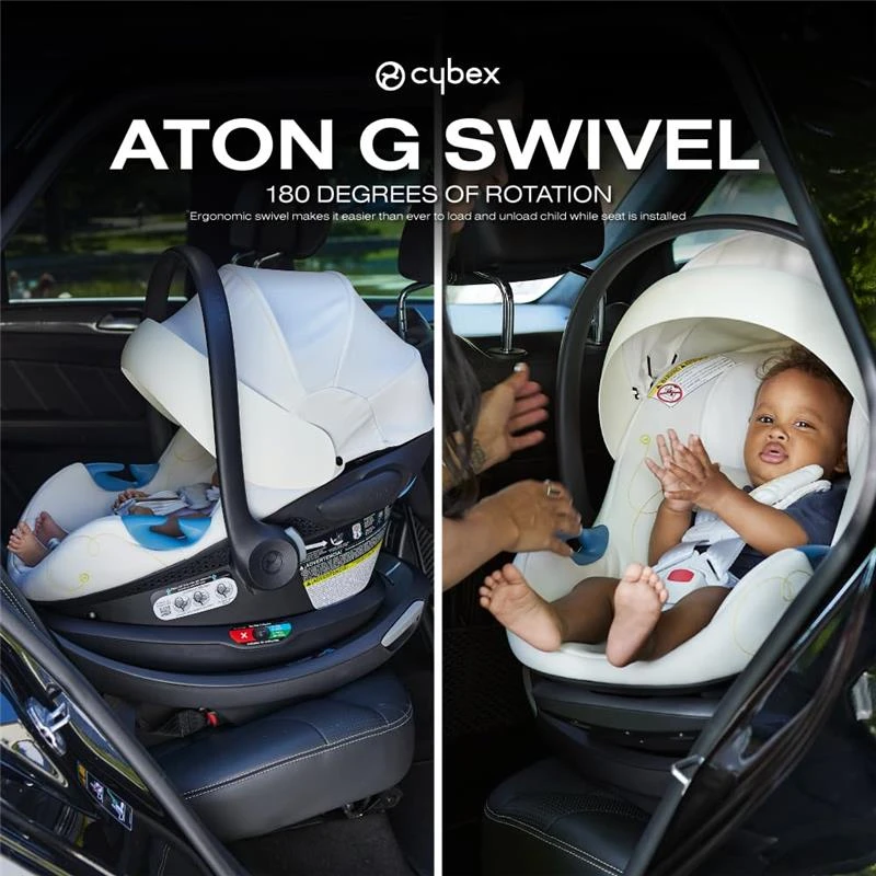 Cybex Aton G Swivel Infant Car Seat With 180-Degree Rotate, Linear Side-Impact Protection, 11-Position Headrest, SensorSafe & Safelock Base, Ocean 4 Cybex Aton G Swivel Infant Car Seat With 180-Degree Rotate, Linear Side-Impact Protection, 11-Position Headrest, SensorSafe & Safelock Base, Ocean - Image 2
