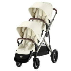 Cybex - Gazelle S 2 Double Stroller Bundle, Seashell Beige/Taupe Frame