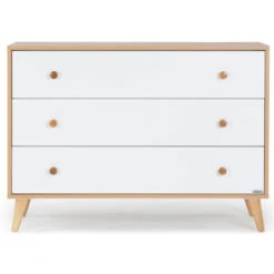 Dadada - Austin 3 Drawer Dresser, White/Red Oak