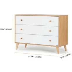 Dadada - Austin 3 Drawer Dresser, White/Red Oak -Macro Baby Store dadada austin 3 drawer dresser white red oak image 3