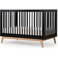 Dadada - Baby Soho 3-in-1 Convertible Wooden Crib To Toddler Bed, Black/Natural