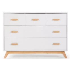Dadada - Soho 5-Drawer Dresser For Nursery And Bedroom, White/Natural