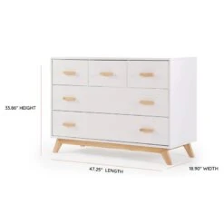 Dadada - Soho 5-Drawer Dresser For Nursery And Bedroom, White/Natural -Macro Baby Store dadada soho 5 drawer dresser for nursery and bedroom white natural image 5