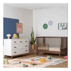 Dadada - Soho 5-Drawer Dresser For Nursery And Bedroom, White/Walnut -Macro Baby Store dadada soho 5 drawer dresser for nursery and bedroom white walnut image 3