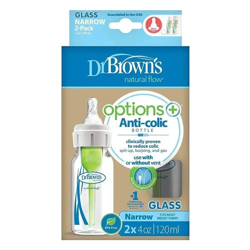 Dr. Brown's - 4Oz Options+ Glass Narrow Baby Bottles, 2Pk 4 Dr. Brown's - 4Oz Options+ Glass Narrow Baby Bottles, 2Pk - Image 2