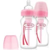 Dr. Brown's - 9 Oz Options+ Wide-Neck Bottle 2Pk, Pink 1 Dr. Brown's - 9 Oz Options+ Wide-Neck Bottle 2Pk, Pink -Macro Baby Store dr browns 9 oz 270 ml options wide neck bottle 2 pack pink image 1