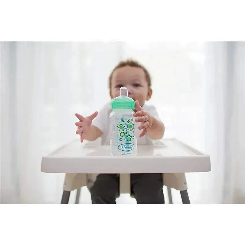 Dr. Brown's - 9 Oz Options+ Wide-Neck Bottle To Sippy, Green 4 Dr. Brown's - 9 Oz Options+ Wide-Neck Bottle To Sippy, Green - Image 2