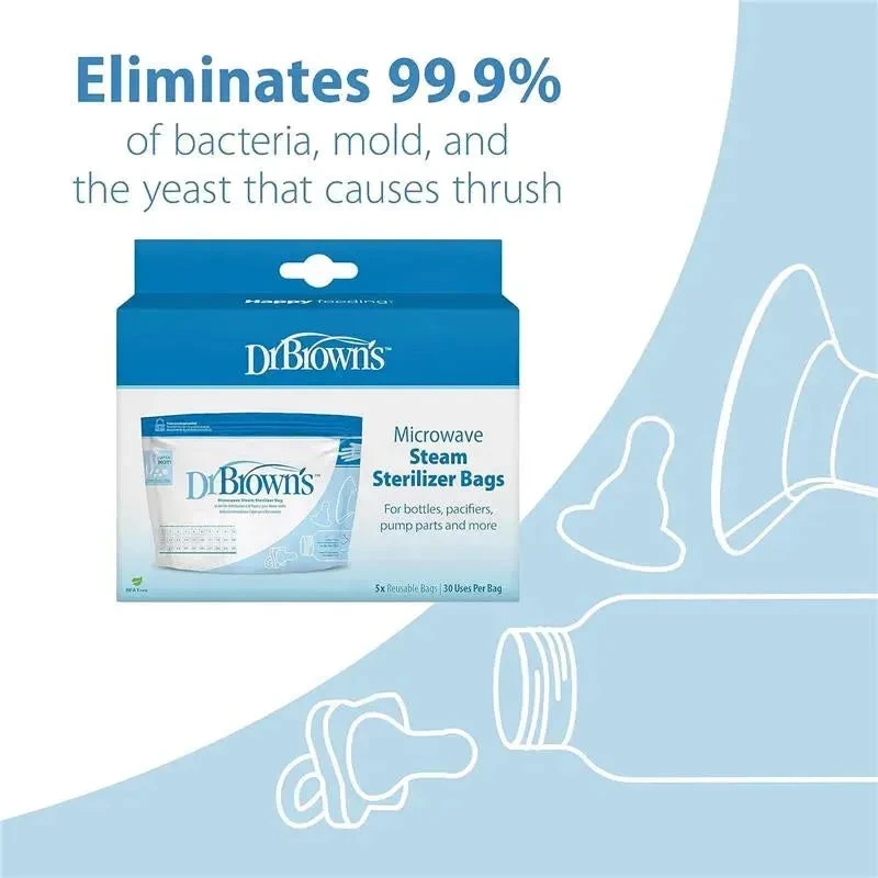 Dr. Brown's Dr. Browns - 5Pk Microwave Steam Sterilizer Bags For Baby Bottles 14 Dr. Brown's Dr. Browns - 5Pk Microwave Steam Sterilizer Bags For Baby Bottles - Image 12