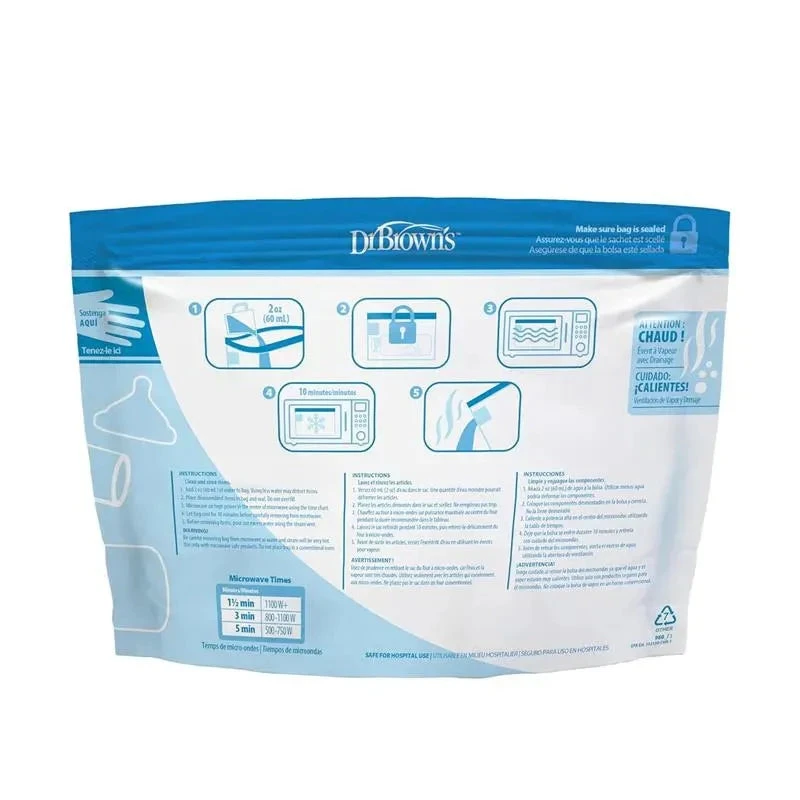 Dr. Brown's Dr. Browns - 5Pk Microwave Steam Sterilizer Bags For Baby Bottles 8 Dr. Brown's Dr. Browns - 5Pk Microwave Steam Sterilizer Bags For Baby Bottles - Image 6