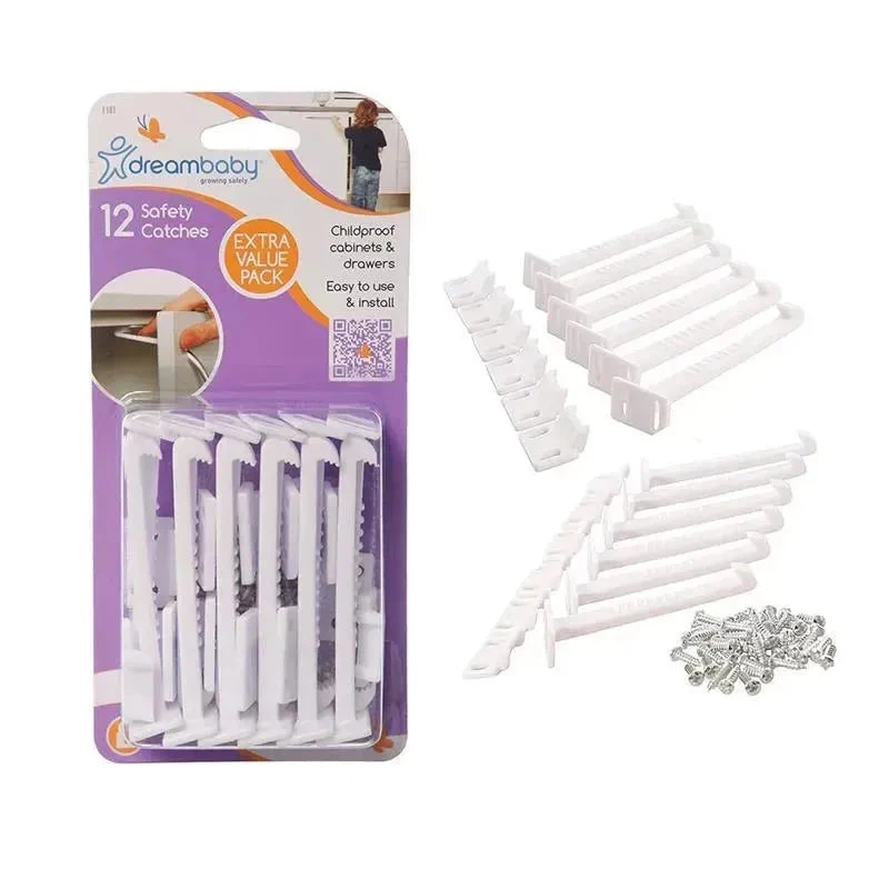 Dreambaby - Safety Catches For Cabinets And Drawers, Childproofing Baby Locks, 12 Count 3 Dreambaby - Safety Catches For Cabinets And Drawers, Childproofing Baby Locks, 12 Count