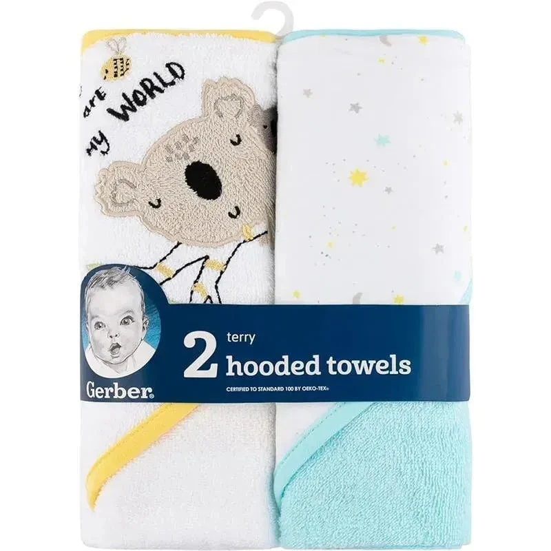 Gerber - 2Pk Terry Hooded Towels, Neutral Little Animals 7 Gerber - 2Pk Terry Hooded Towels, Neutral Little Animals - Image 5