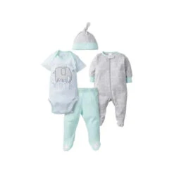 Gerber - 4Pc Set (Snp, Bodysuit, Footed Pant & Cap) Neutral, Baby Animals