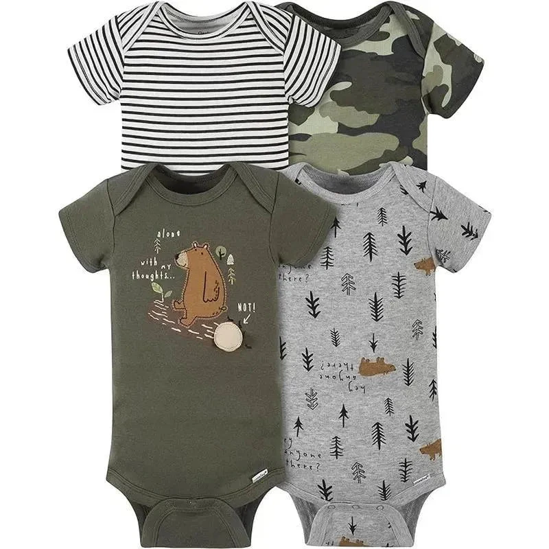 Gerber - 4Pk Baby Short Sleeve Onesies - Boy Bear 3 Gerber - 4Pk Baby Short Sleeve Onesies - Boy Bear