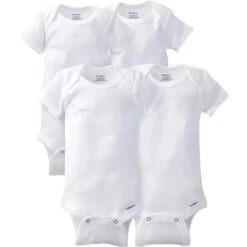 Gerber - 4Pk Onesies Short Sleeve, White, 24M