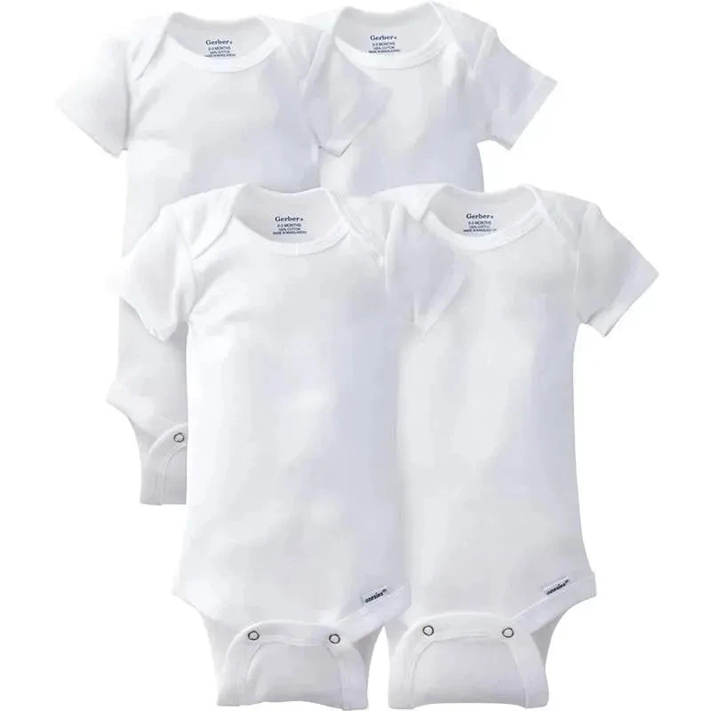 Gerber - 4Pk Onesies Short Sleeve, White, 24M 3 Gerber - 4Pk Onesies Short Sleeve, White, 24M