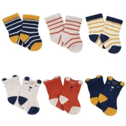 Gerber - 6-Pack Baby Boys Fox Wiggle Proof® Jersey Crew Socks, Fox