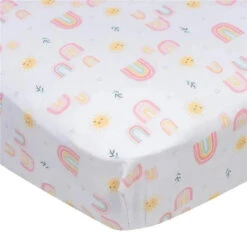 Gerber Bedding - 1Pk Fitted Baby Crib Sheet - Girl Rainbows