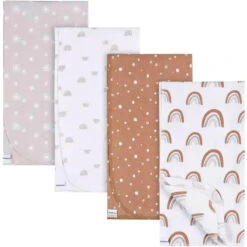 Gerber Bedding - 4Pk Flannel Blanke, Boho Rainbow