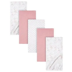 Gerber Bedding - 5Pk Flannel Baby Blanket - Girl Rainbows Flower
