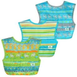 Green Sprouts Snap & Go Easy-Wear Bib 3-Pack Set, Green Safari