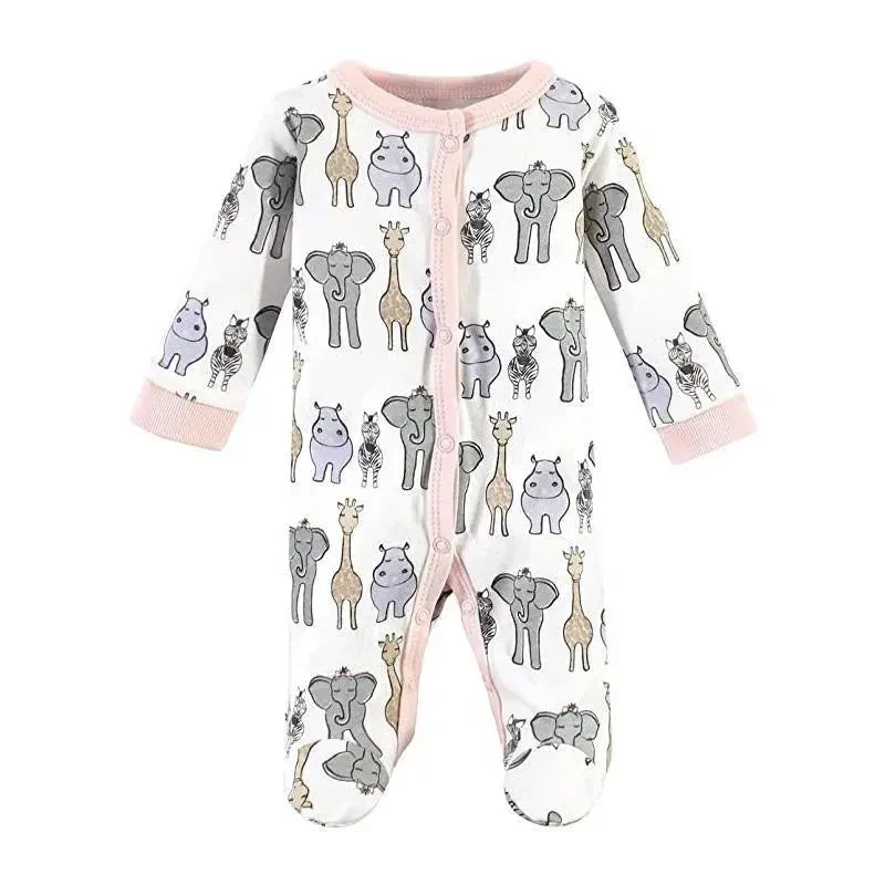 Hudson Baby - 2Pk Pink Safari Baby Girl Preemie Sleep & Play And Cap 4 Hudson Baby - 2Pk Pink Safari Baby Girl Preemie Sleep & Play And Cap - Image 2