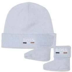 Hugo Boss Baby - Boy Knit Hat & Footie Set, Blue