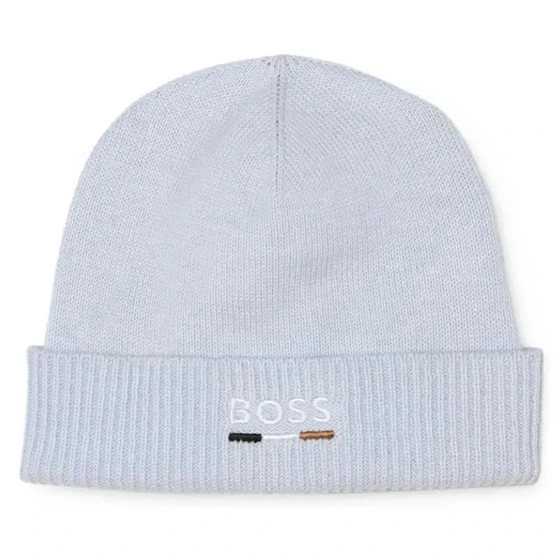 Hugo Boss Baby - Boy Knit Hat & Footie Set, Blue 5 Hugo Boss Baby - Boy Knit Hat & Footie Set, Blue - Image 3