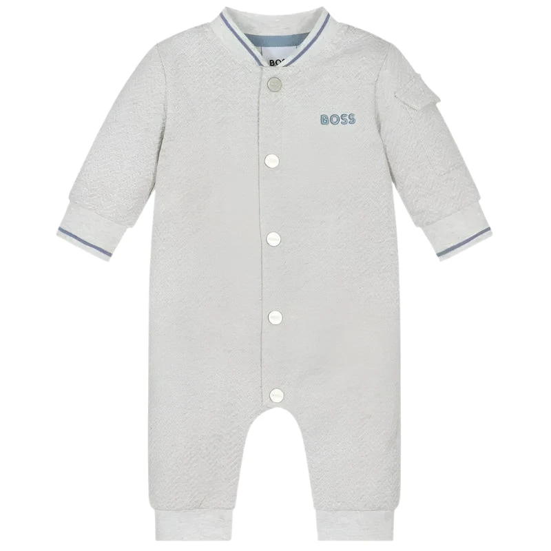 Hugo Boss Baby - Boys Grey Cotton Romper 3 Hugo Boss Baby - Boys Grey Cotton Romper